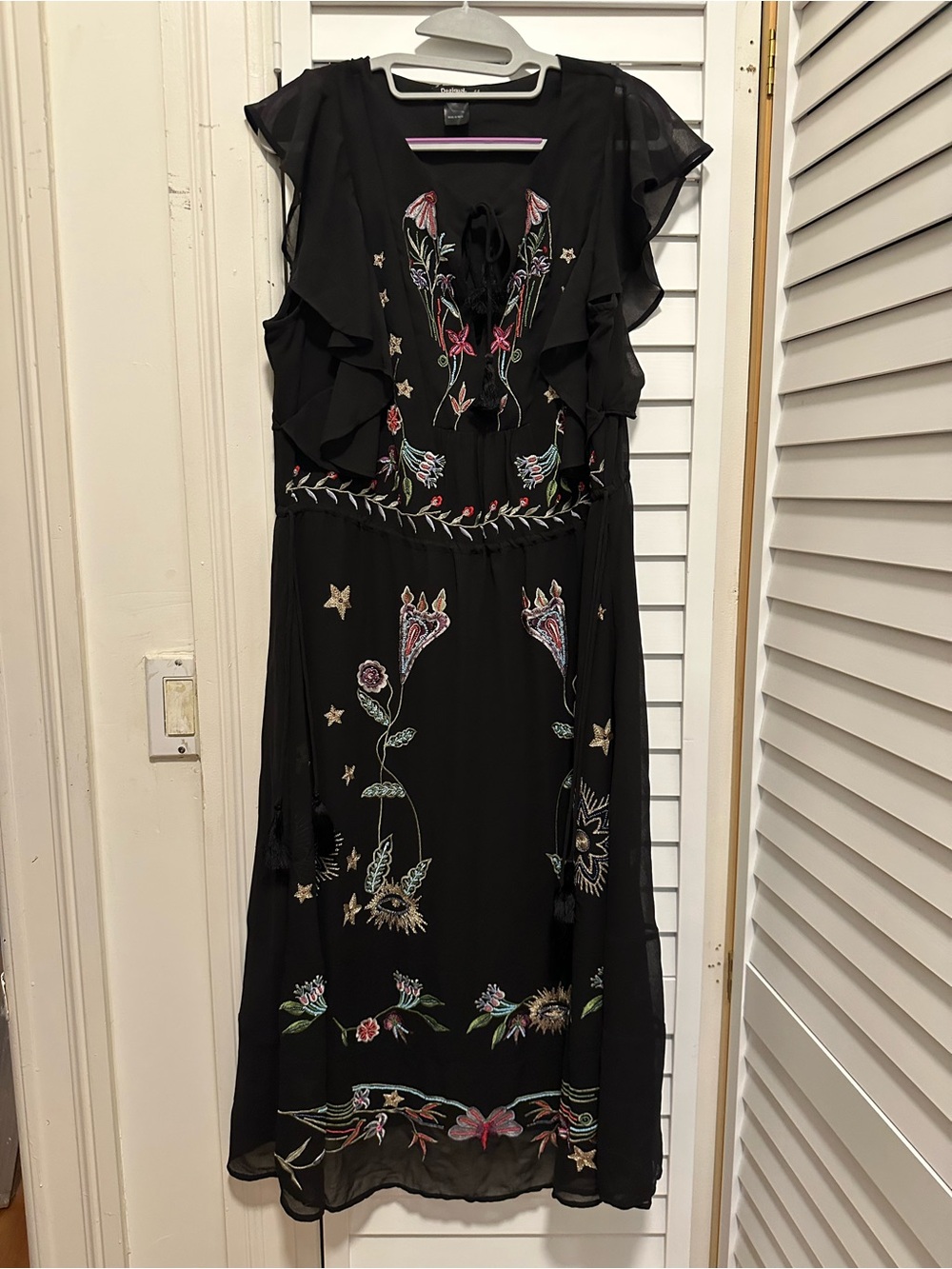 Desigual Black Embroidered Floral Dress